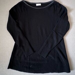 Club Monaco Cashmere Sweater with Leather Trim